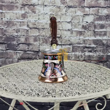 Turkish Copper Coffee Pot Handmade Traditional Design Engraved Wood Handle With Inlays Ottoman Arabic Coffee Espresso Pots