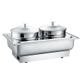 Stainless Steel Oblong Roll Chafing Dish With Steamer