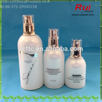 New! 30/50/100ml white acrylic airless bottles with gold/silver pump for facial cream, two layers high quanity cosmetic bottles