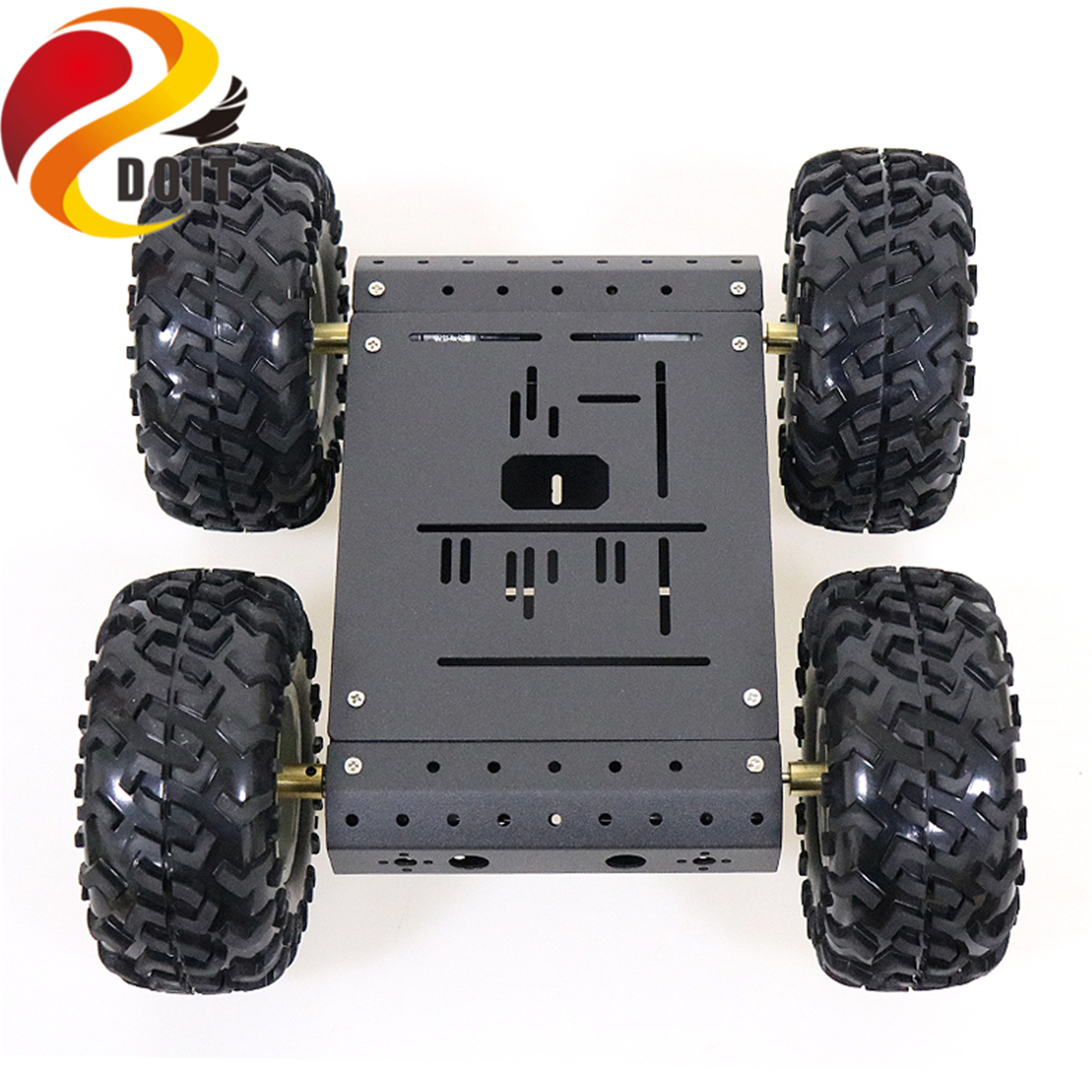 SZDOIT 4WD Metal Smart Robot Car Chassis Kit 130mm Rubber Wheel High Torque DC Motor Heavy Load DIY For Arduino Education DIY