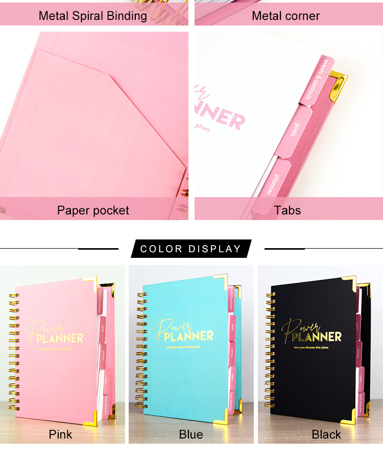 Office Supplier Custom Printing Agendas logo Note Book Organizer Diary Journal Diary Daily Planner for Gift