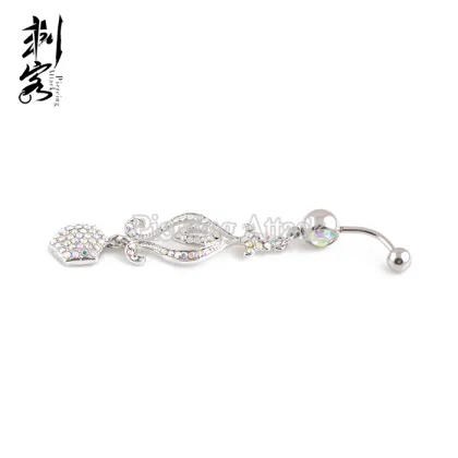 Surgical Steel AB Crystal Hanging Belly Button Rings
