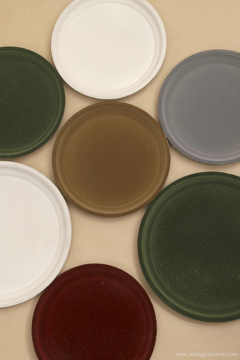 Velvet Flocking Wooden Tray Round Wood Serving Tray