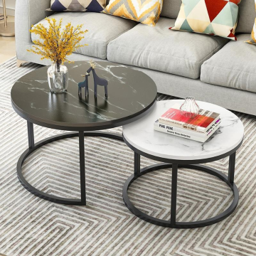 Moderne werkseitig direkte Luxus -Runde Marmor Couchtisch mit Metallbeinen