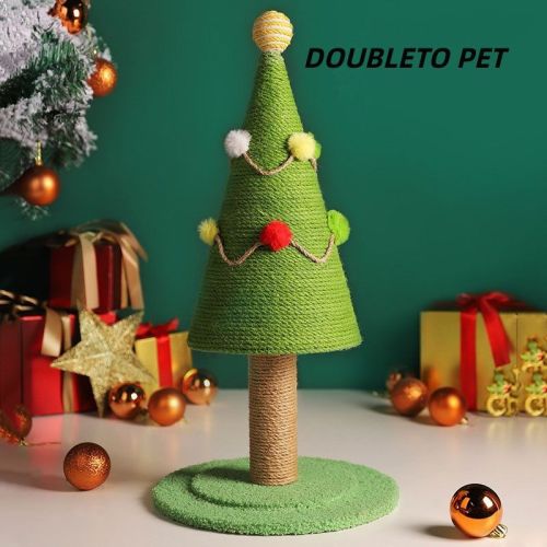 Christmas Tree Cat Scratcher Tower Green Natural Sisal