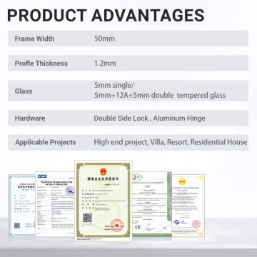 Aluminum Alloy Casement Door Double Glazing Tempered Glass
