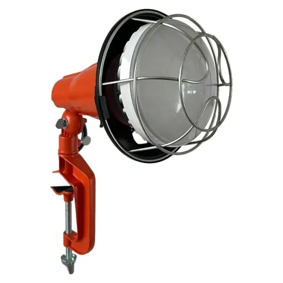 100V Outdoor Work Light: 16.4ft 5M Cord, Vise Mount, Daylight Color, 20W-50W Projector Lamp with Reflective Design