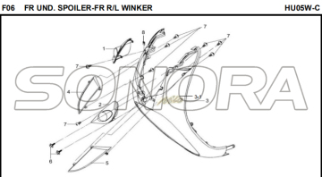 F06 FR UND. SPOILER-FR R / L WINKER para HU05W-C MIO 50 Peças de Reposição de Qualidade Superior
