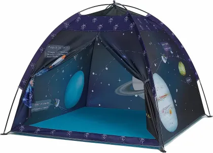 Retro Blue Space World Play Tent for Indoor and Outdoor Entertainment