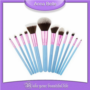 Hot sale multicolor handle round PVC pouch 12 pcs customized professional makeup brush set