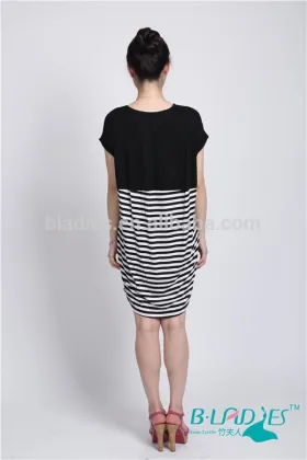 Bamboo fiber T-shirt Lady's Retro Stripes maternity dress
