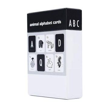 Custom Baby Flash Cards - Black & White Animal Alphabet for Vision Development