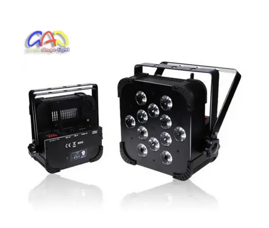 12X10W 12W 15W Rgbwauv Battery Powered Wireless LED Flat PAR up Light