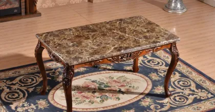 Factory price classic wood legs marble dining table