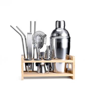 Stainless Steel 13-Piece Cocktail Shaker Bartender Kit with Stand