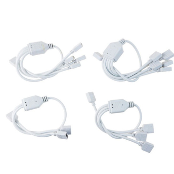 DC12V/24V 4-Pin LED RGB Strip Connector - White/Black, 1 to 3 Split