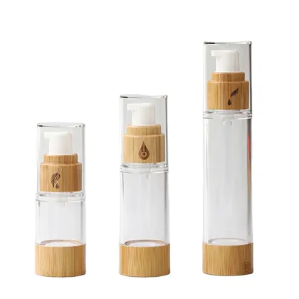 Natural Bamboo Airless Cosmetic Packaging Press Emulsion Vacuum Bottle for Skincare Essence" could be simplified to:

"Bamboo Airless Vacuum Bottle for Skincare Essence