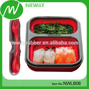 2 compartments FDA silicone container for food with dividers