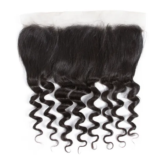 Unprocessed Virgin Human Hair Deep Wave Brazilian Lace Frontal Closure 13*4