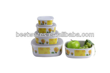 square melamine storage bowl set with lids