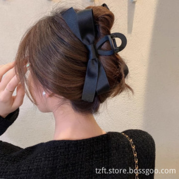 Large Size Black Bow Hair Claw Clip - Custom Hepburn Style Shark Headdress