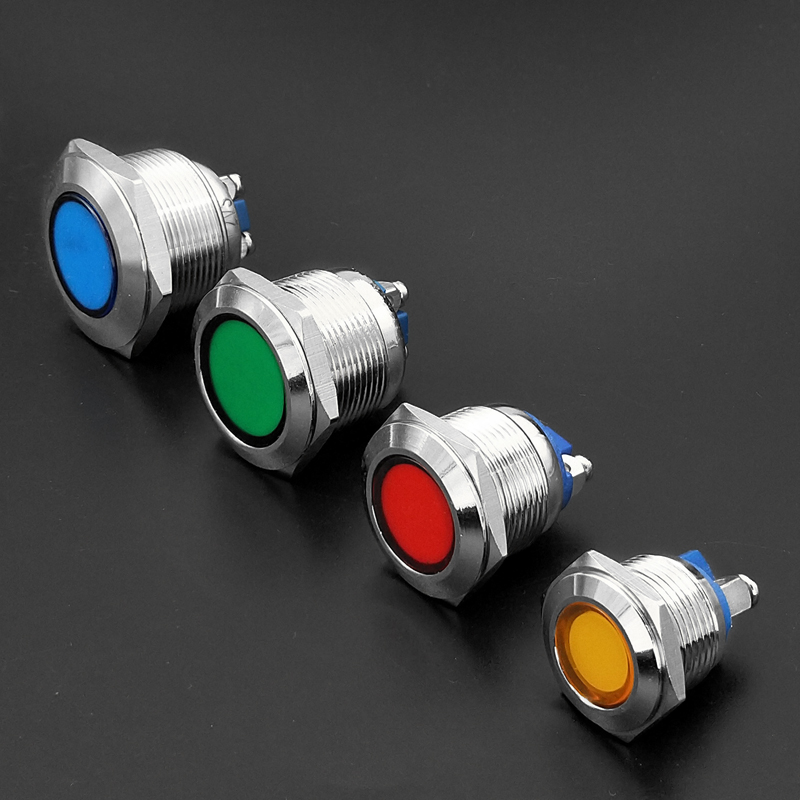 1pc 12 16 19 22mm Waterproof IP67 Metal LED Warning Indicator Light Signal Lamp Pilot Wire3V5V12V24V110V220V Screw pin terminal