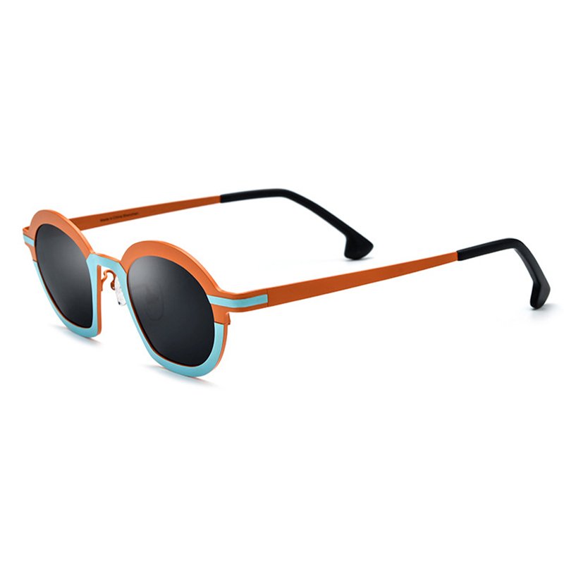 Color Combination Round Titanium Polarized Sunglasses