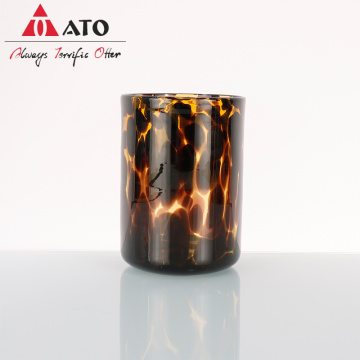 I-Leopard Design Glass Tealight Dep Candle Cup Cup