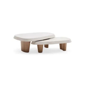 White Irregular Combination Table Live Edge Coffee Table