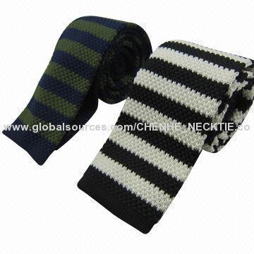 Embroidery Knitted Tie, OEM Orders are Welcome, Measures 148 x 6cm