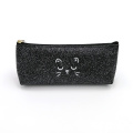 Embroidery cat style cute shiny PU pencil case