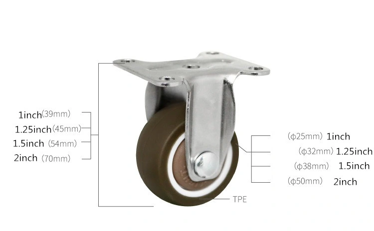 2 Inch TPE Quietly Running Caster Light Directional Casters for Office and Home Furniture