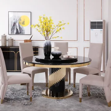 Stainless Steel Leg Marble Top Dining