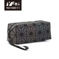 Geometric design luminous PU leather makeup bag