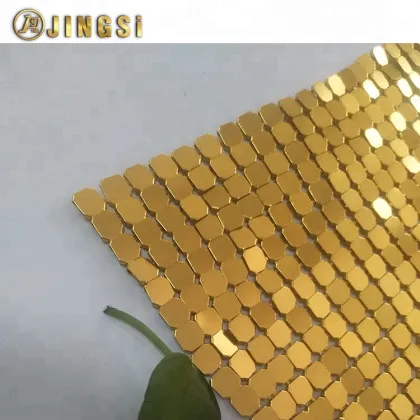 Golden Octagon Sequin Cloth - Metallic Decorative Fabric Manufacturer