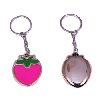 Plastic strawberry-shaped keychain, customized designs are accepted