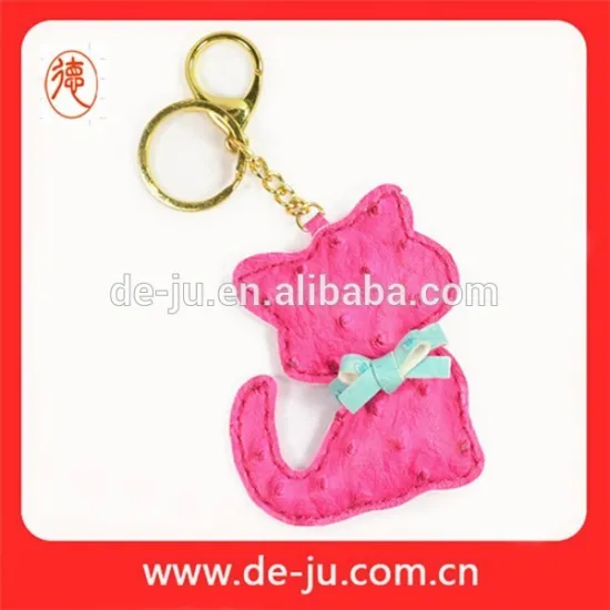 Rose Red Cat Design Korean Style Plastic Key Chain