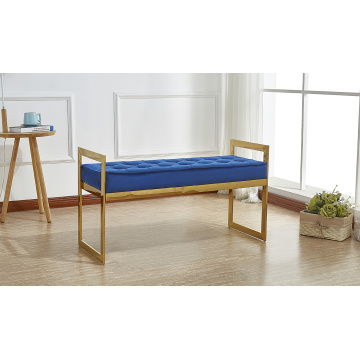 Banco de tecido moderno com pernas de aço inoxidável dourado