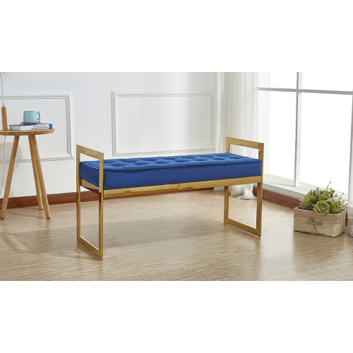 Banco de tela moderno con patas de acero inoxidable dorada