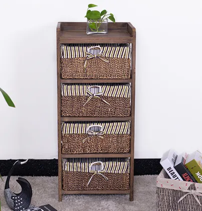 Vintage Antique Solid Wood Drawer Storage Cabinet