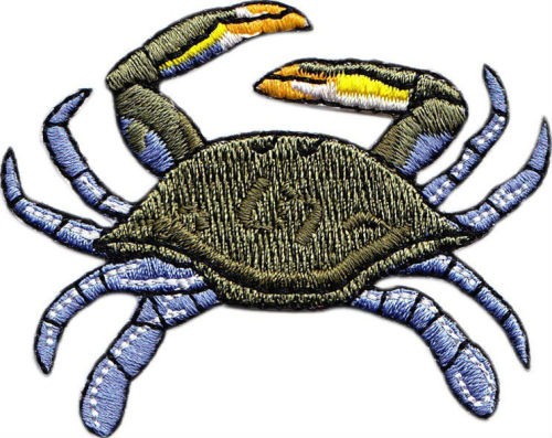 Crab Blue Embroidered Patch