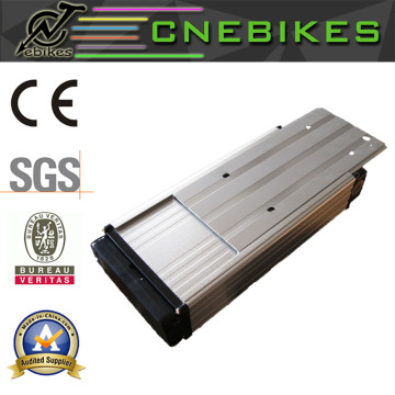 Green safety electric bike rack type battery 48v 14ah with luggage carrier