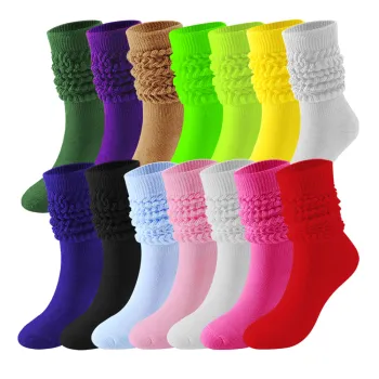 Warm and Colorful Long Slouch Socks for Women in Autumn and Winter