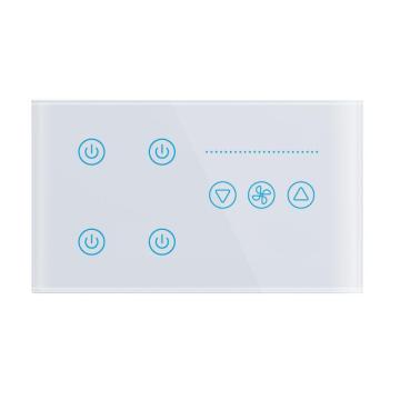 Switch Wifi Dimmer Pintar untuk Pencahayaan LED: Panel Kaca Eropah, Kawalan Kipas, dan Keserasian dengan Alexa &amp; Google Home Remotes
