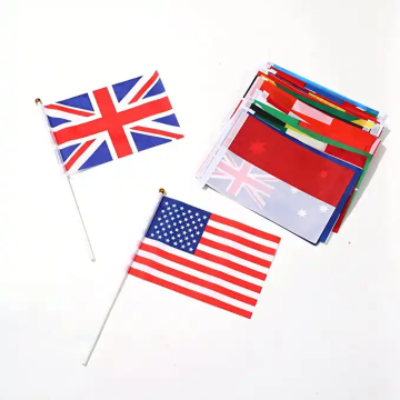 Wholesale Cheap Mini Hand Waving Flag Poles in White and Black - 25cm/30cm/40cm/60cm