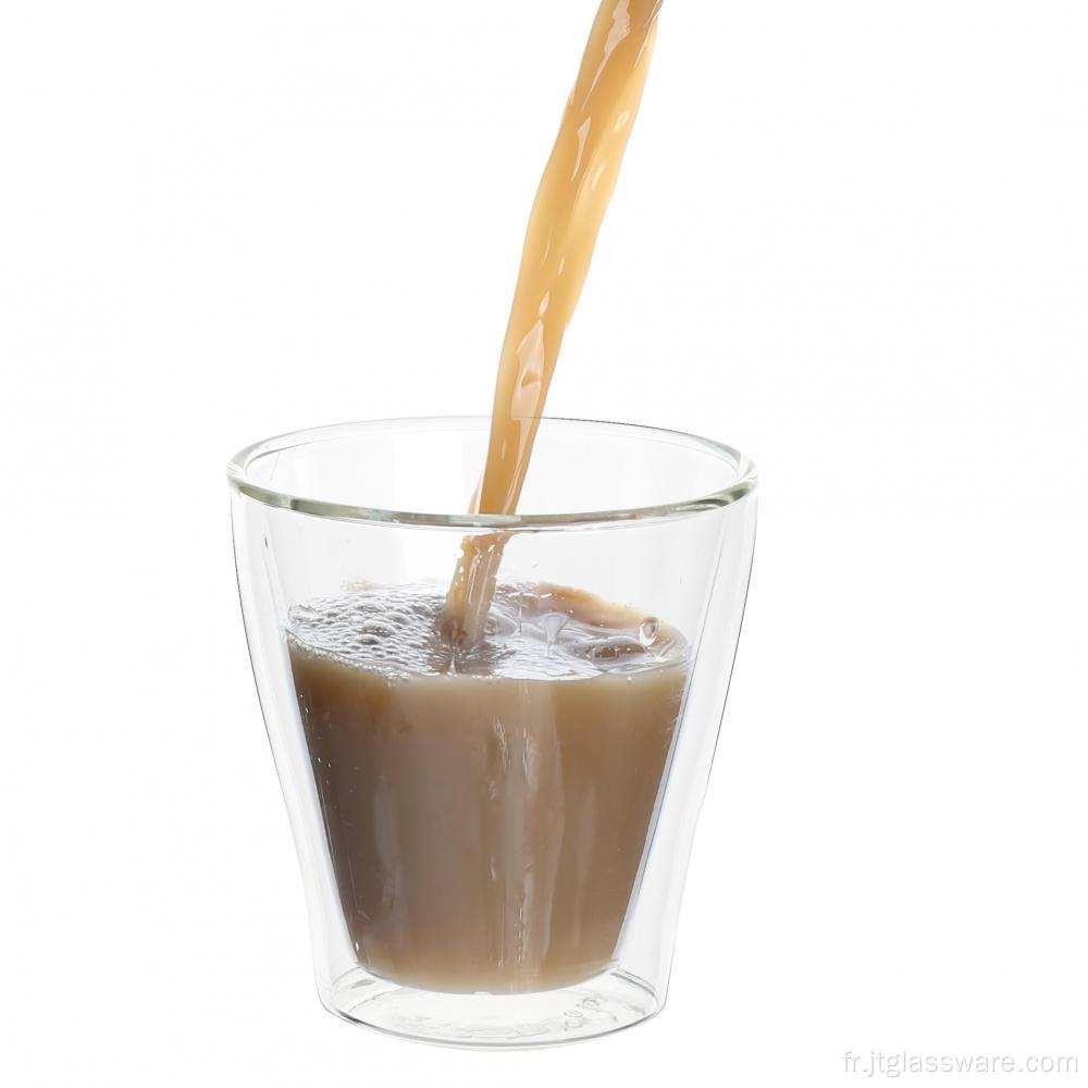 tasse en verre de lait en verre à double paroi en borosilicate