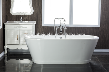 one piece casting doule ended freestanding cast iron /stainless stell bathtub
