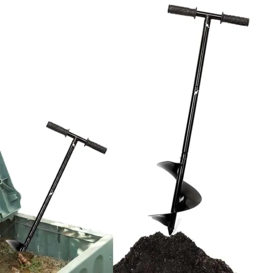 Manual Lawn Aerator Tools: Metal Anti-Slip Grip Earth Hole Diggers & Auger Drills for Efficient Soil Penetration