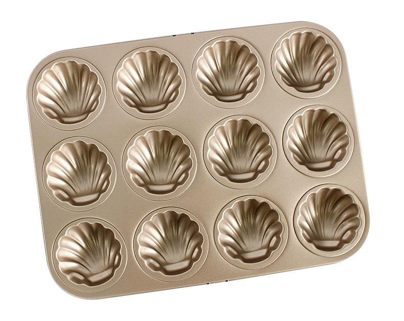 Molde 12x antiaderente para bolo Madeleine (dourado)