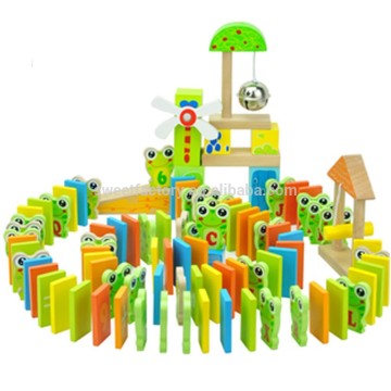 Wooden animal domino blocks toy,Educational frog domino building blocks toy for kids